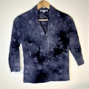 Andria Lieu Vintage Gray Lace‎ Sheer Top L